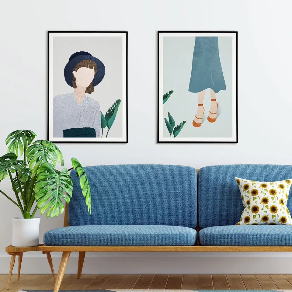 

Abstract Girl Nordic Poster watercolor Wall Art Nature Canvas Painting Wall Art Pictures For Living Room Modern Decorative Prin