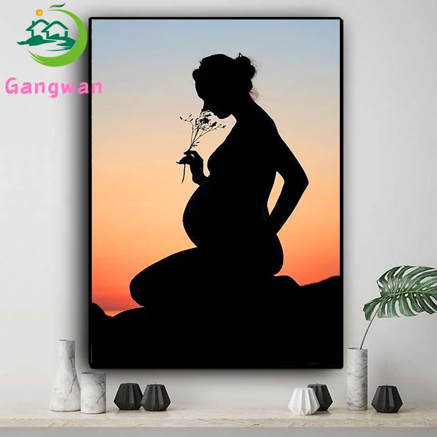 

Камни в форме ромба Набор для рисования с круглыми камнями и полотном арт 5D DIY алмазная живопись беременности и родам художественной фотогр...