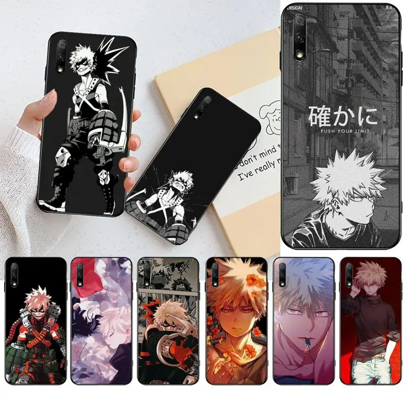 

YJZFDYRM Boku no Hero Academia Katsuki Bakugou Soft black Phone Case For Huawei Nova 6se 7 7pro 7se honor 7A 8A 7C Prime2019