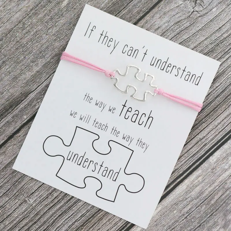 1 браслет с подвесками пазлами для женщин и мужчин подарок информирования об