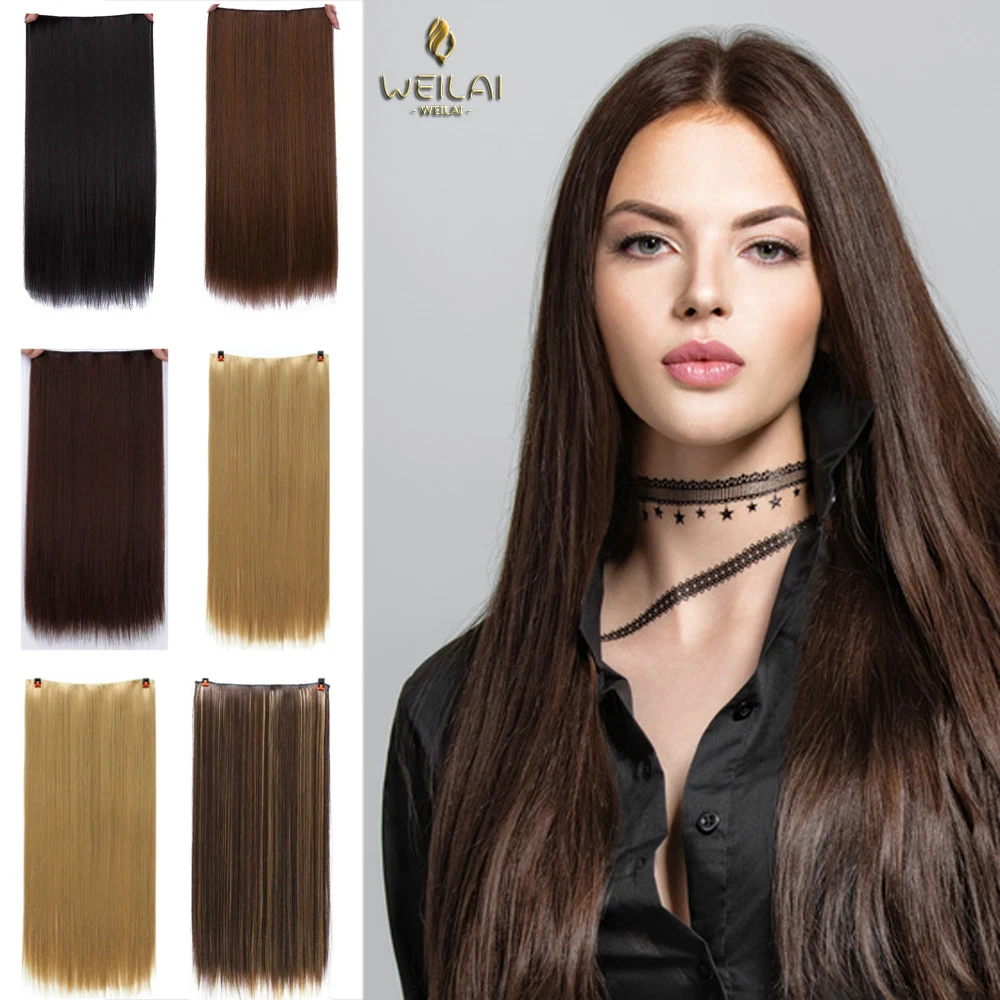 Длинные прямые накладные волосы WEILAI 24 дюйма Синтетические Искусственные для