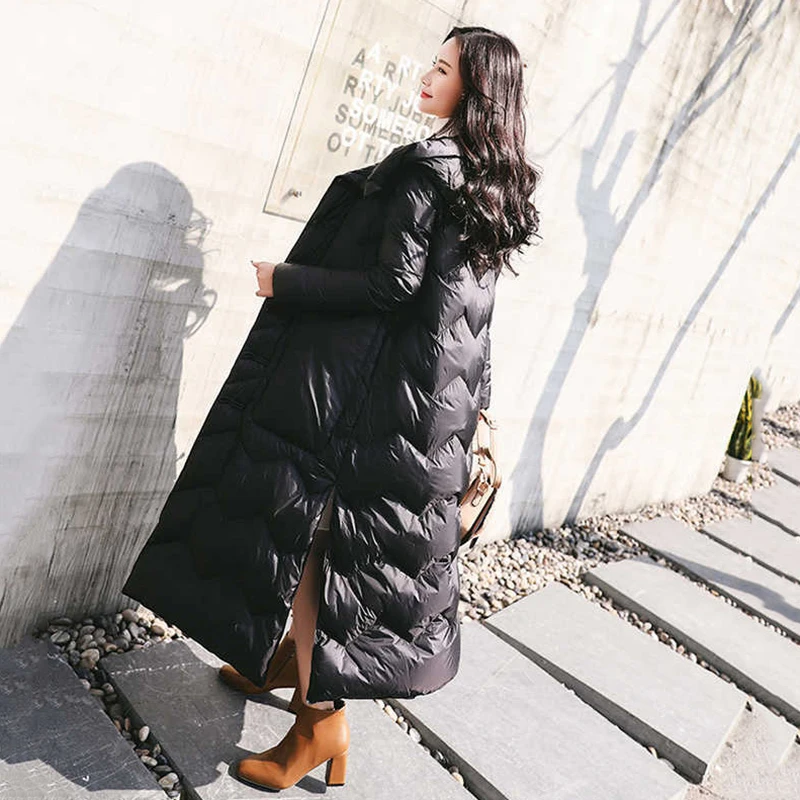 2019 женская зимняя куртка пальто хлопковое длинное теплое Свободное с капюшоном