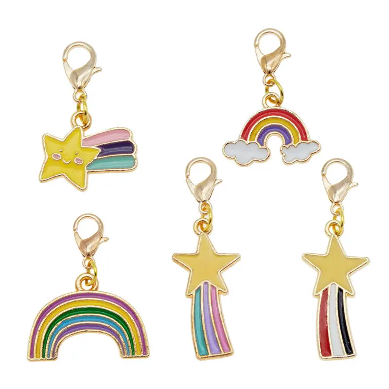 

Подвески эмалированные женские, разноцветные, с карабином, 5 шт.