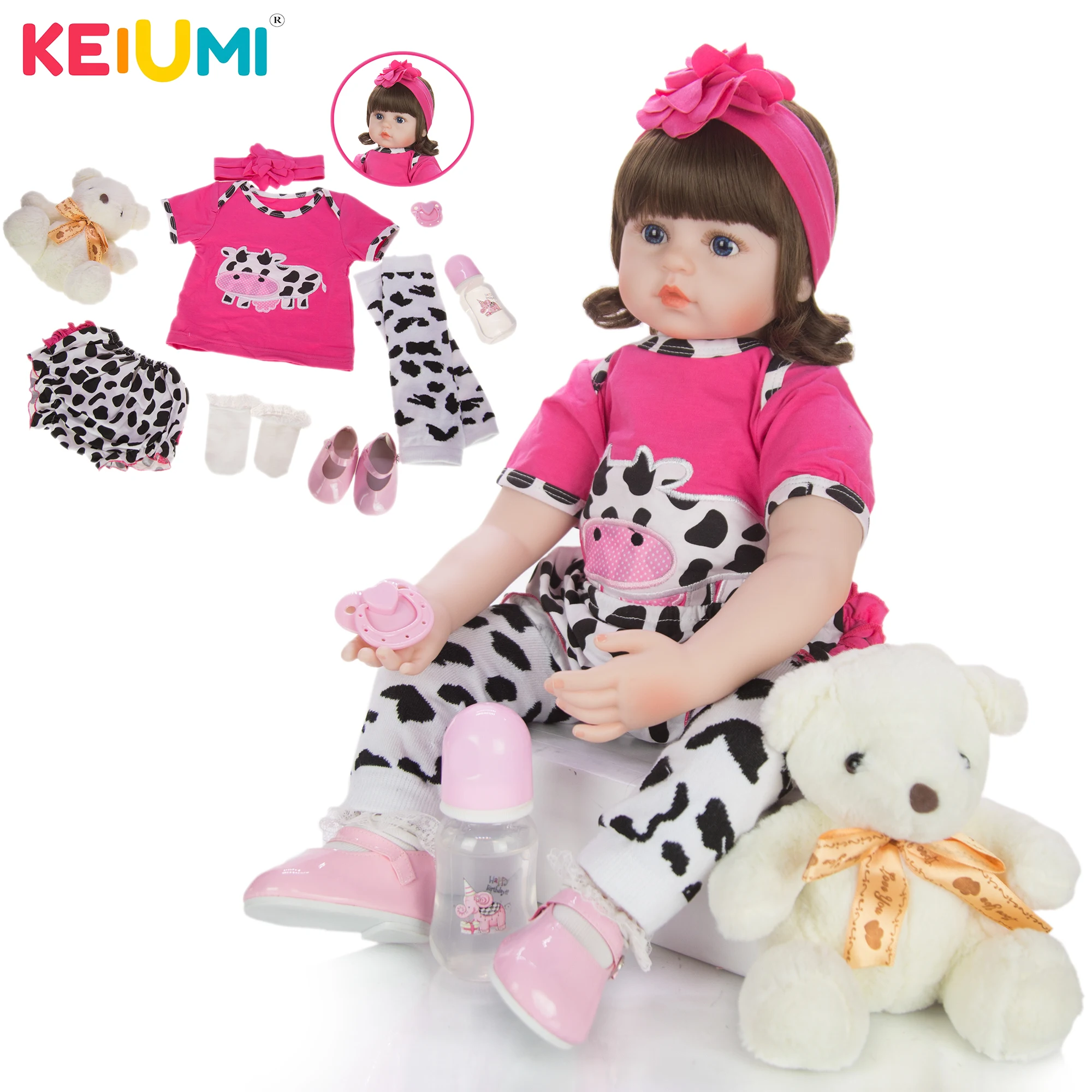 

KEIUMI New Arrival Silicone BabyDolls Reborn Princess Doll 24 Inch Silicone Reborn Baby Toys Girl For Child Birthday Surprise