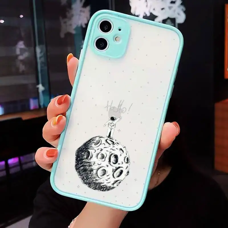 

Creative Astronaut cute cartoon Phone Case matte transparent For iphone 7 8 11 12 plus mini x xs xr pro max cover