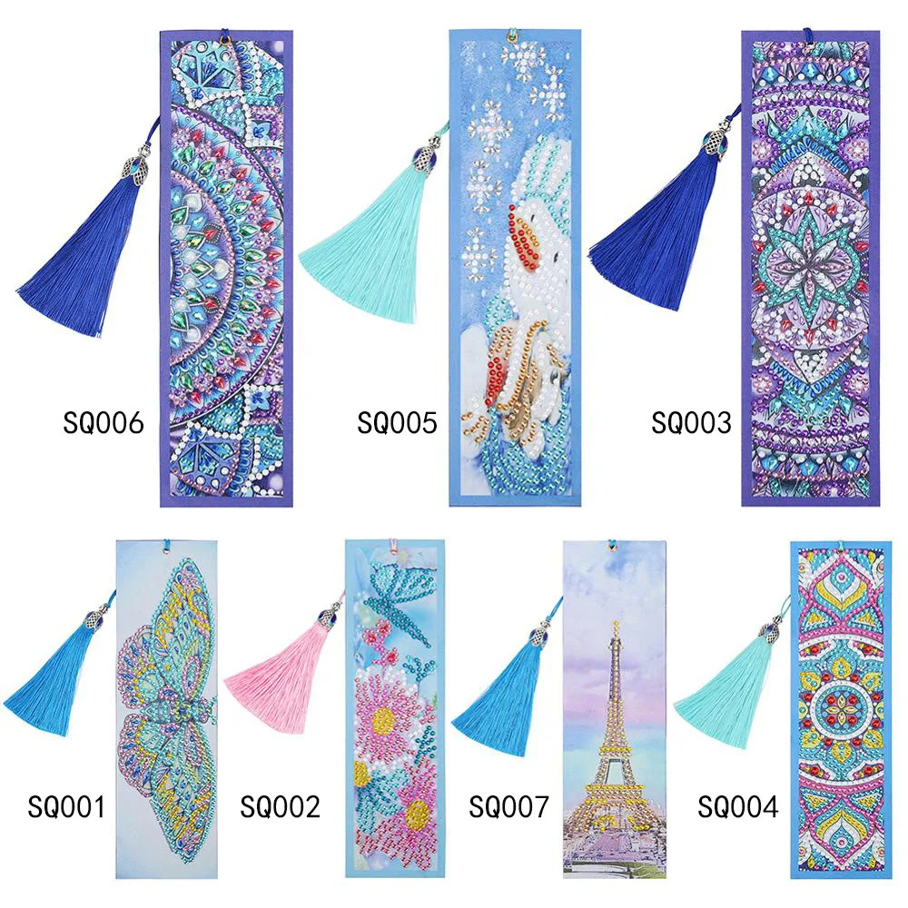 

JIEME 5D DIY Special Shaped Diamond Painting Leather Bookmark Diamond Embroidery Craft Tassel for Books Christmas Gift
