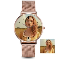 design your watch custom printed photo rose gold mesh belt ladies women quartz wristwatches
