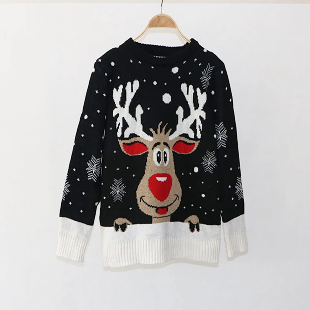 Jocoo Jolee 2019 Winter Christmas Sweater for Women Warm Thick Pullover Casual Deer Snow Knitted New Year Lady Jumpers | Женская одежда