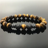 8mm lava stone beaded natural stone healing energy bracelet for women adjustable elastic bracelet for men