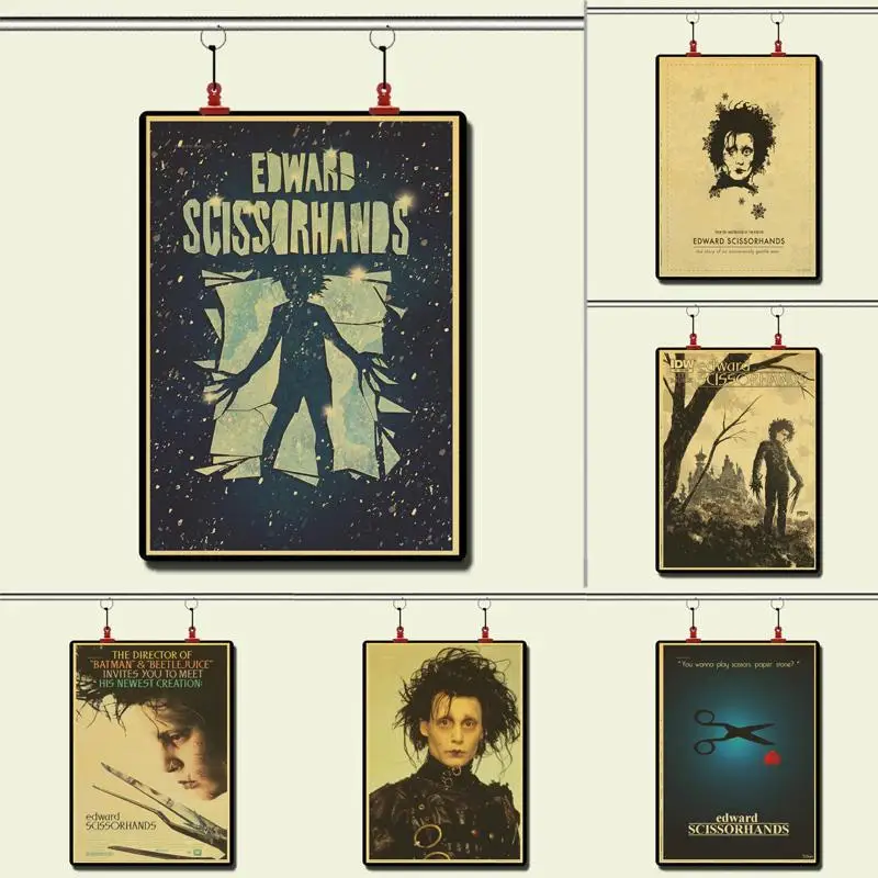 Винтажный бумажный постер с изображением Эдварда руки ножницы 42x30 см 30x21