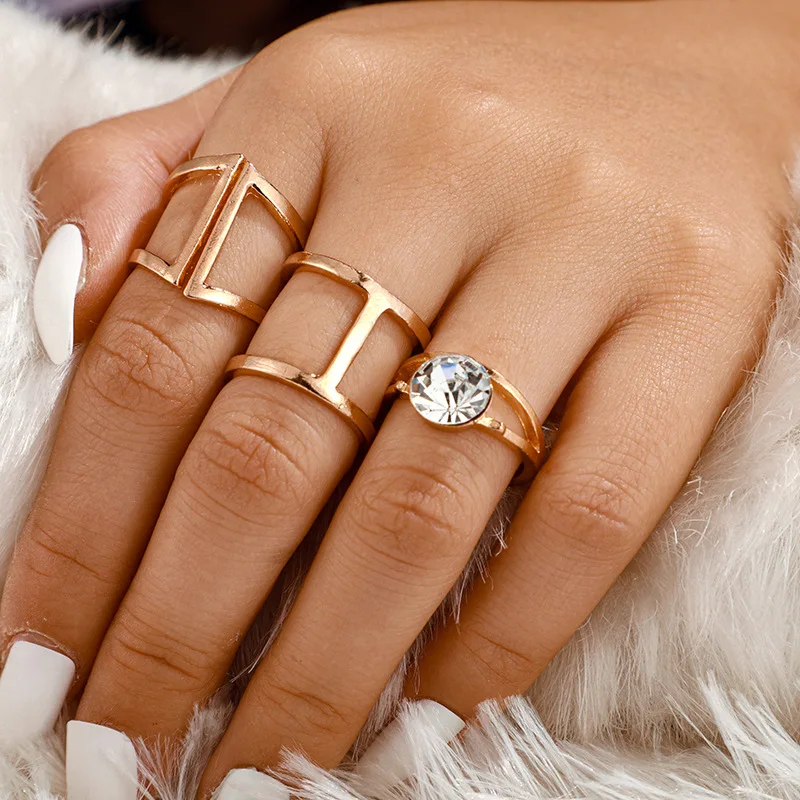 

2021 Vintage Boho Crystal Heart Crown Butterfly Rings Set For Women Finger Jewelry Metal Leaf Star Moon Wing Knuckle Anillo Gift