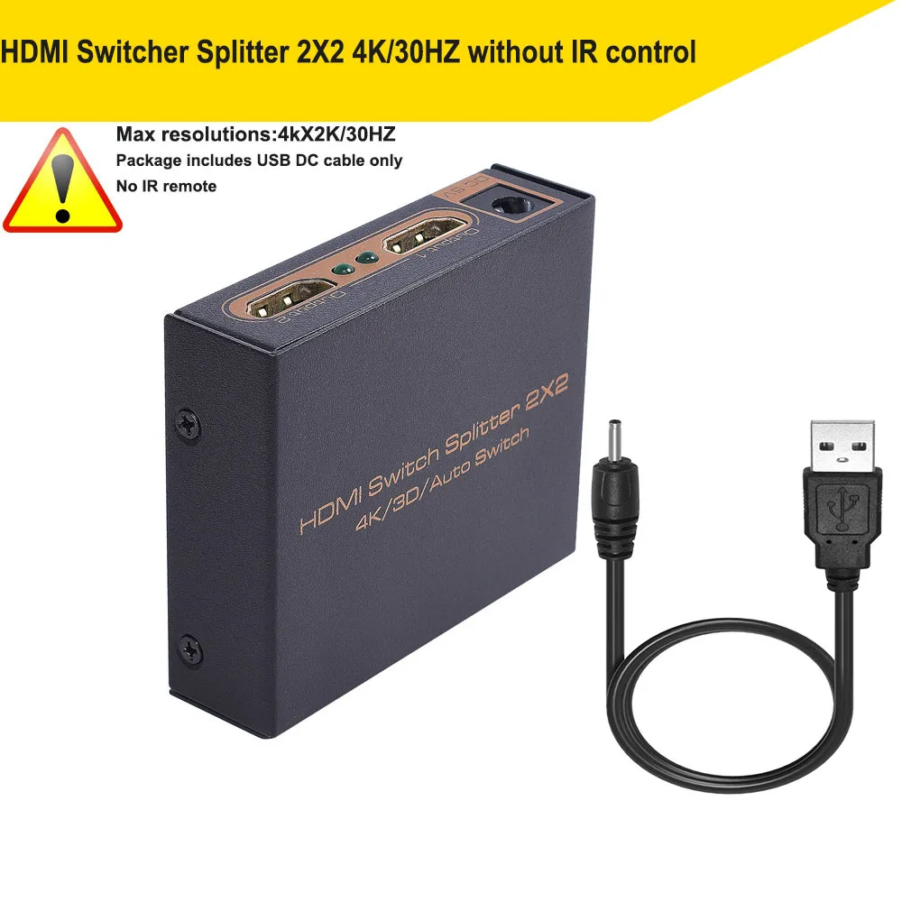 HDMI 1.4 2X2 No IR 4K HDMI коммутатор 2X4 HDMI переключатель разветвитель 2X2 2X8 2 в 2 Выход 2 в 4 Выход 2 в 8 Выход пульт дистанционного управления 3D блок питания - Цвет: HDMI 1.4 2X2 No IR