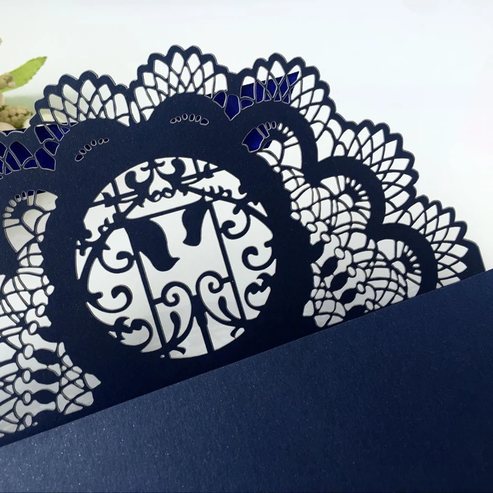 Быстрая доставка 10 шт. элегантные свадебные пригласительные открытки с лазерной