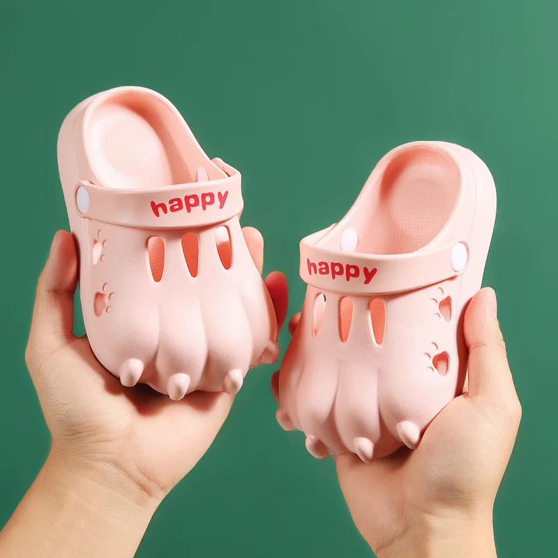 

Summer children's slippers hole shoes cat claw cute cartoon sandals and slippers indoor leisure non-slip shoes wholesale