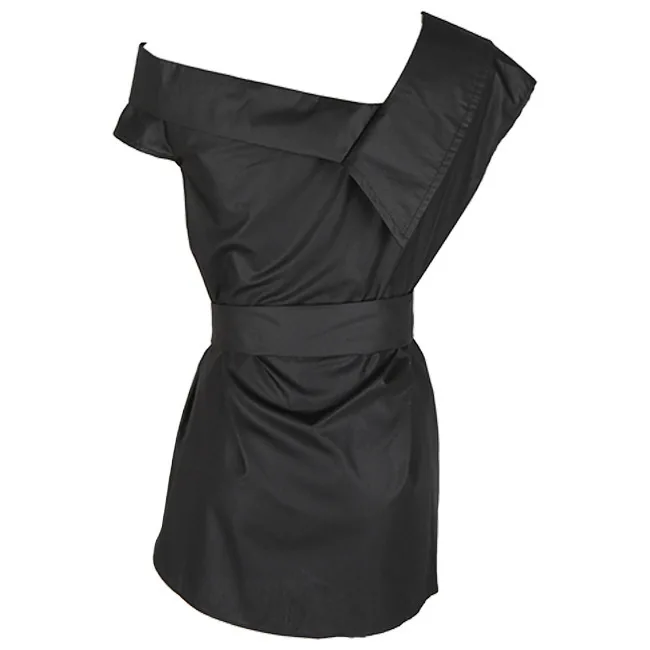 

GALCAUR Asymmetrical Tunic Blouse For Women V Neck Sleeveless Lace Up Bowknot Casual Shirt Female Fashion New Clothing Summer