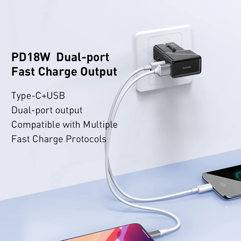 USB зарядное устройство Baseus быстрое 3 0 QC PD3.0 универсальная дорожная розетка C для