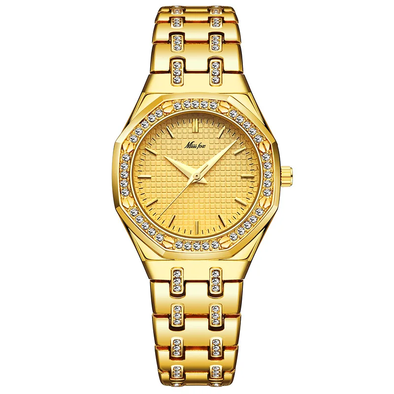 Женские кварцевые часы с хронографом роскошные брендовые со стразами наручные