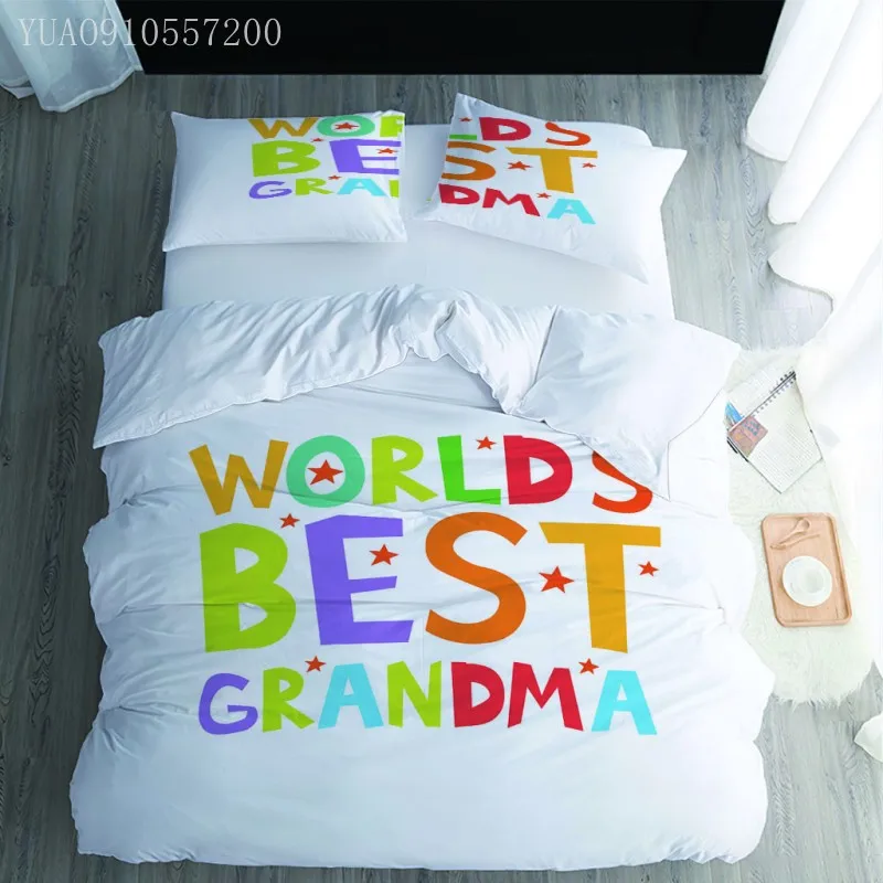 

3D Printed Bedding Set Best Gift for Grandma Double Queen King Size Duvet Cover Soft Bed Linen White Comforter Cover Sets