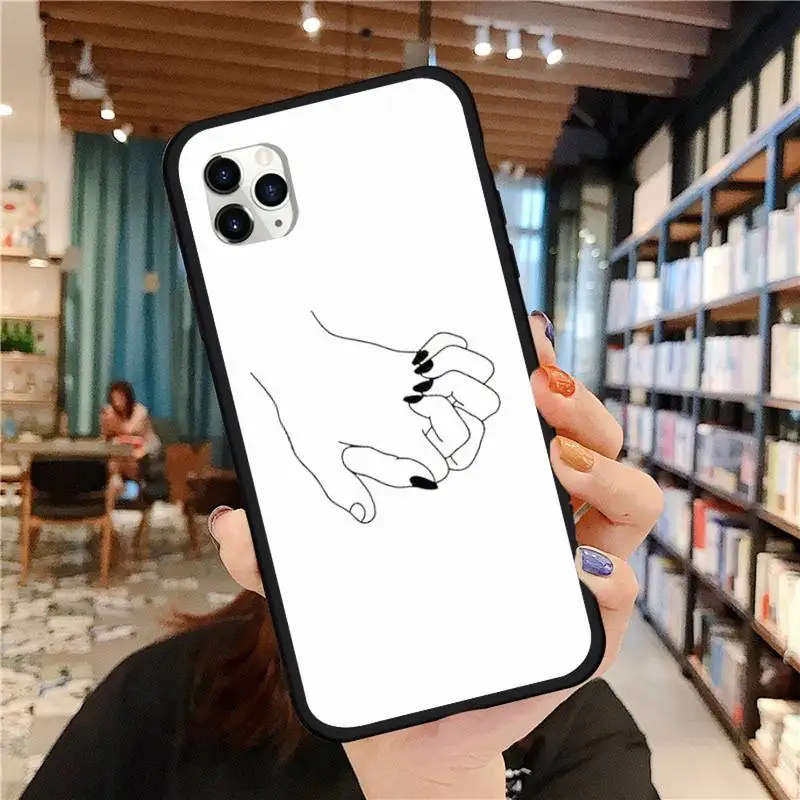 

Lover Hand Line Simple Phone Case for iPhone 11 12 pro MINI XS MAX 8 7 6 6S Plus X 5S SE 2020 XR