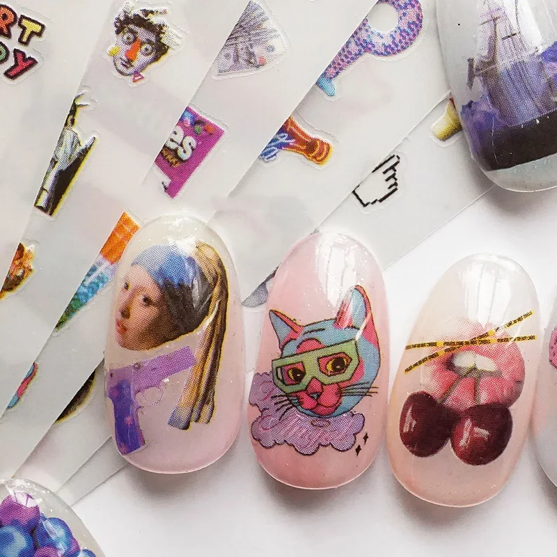 2020 Новинка стикеры 3D на ногти Nail Art богемные красочные буквы Портретные