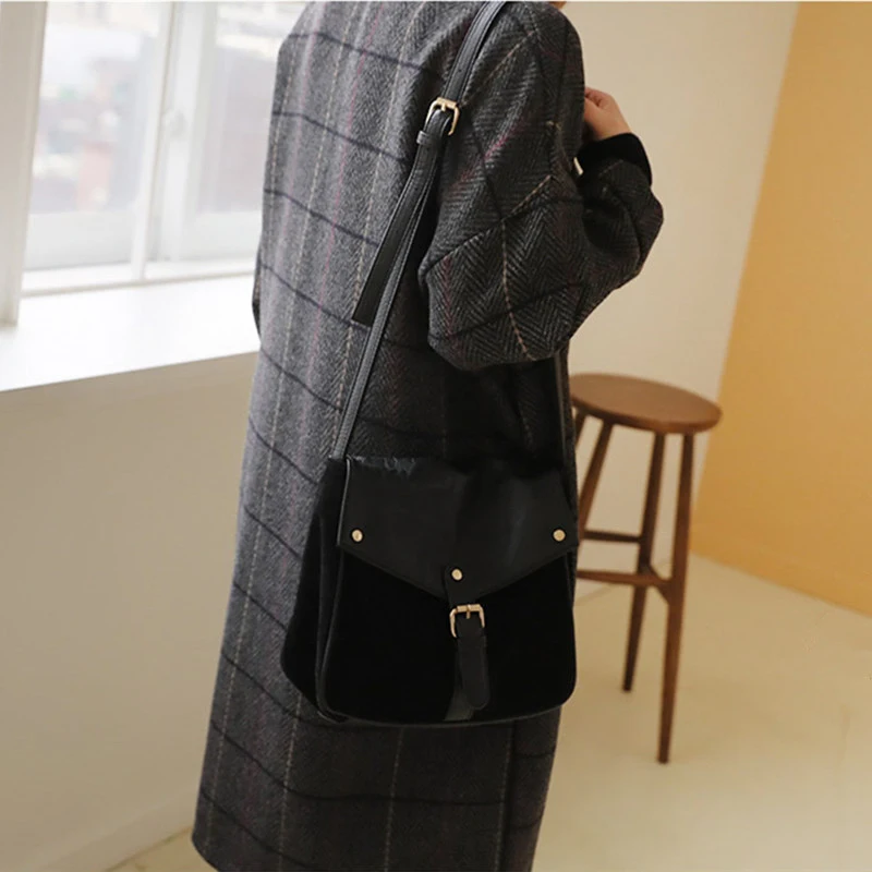 

Alien Kitty Women Coats Open Stitch French Long Casual Plaid Warm Female Office Lady Retro Oversize Loose Woolen Chic Coat
