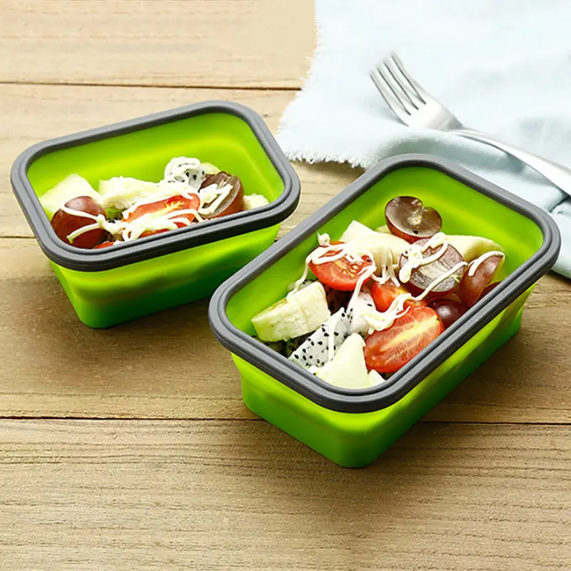 Силиконовый складной контейнер для обеда контейнер для хранения еды Bento BPA Free Microwavable Портативный Пикник Кемпинг прямоугольник наружная коробка