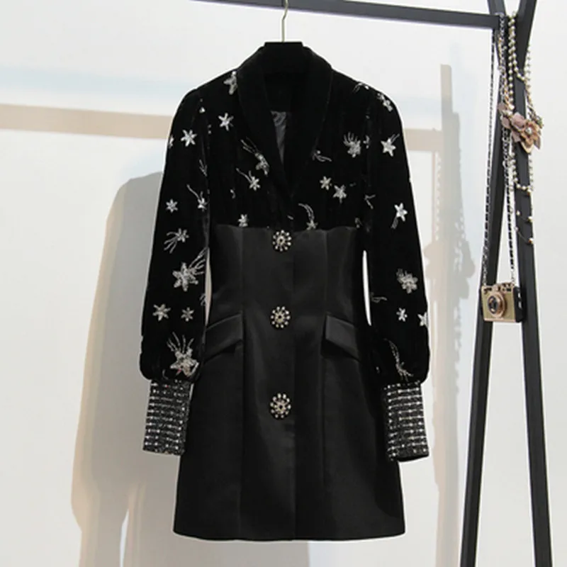 Бренд 2020 осенние подиумные платья женское роскошное бархатное платье весеннее