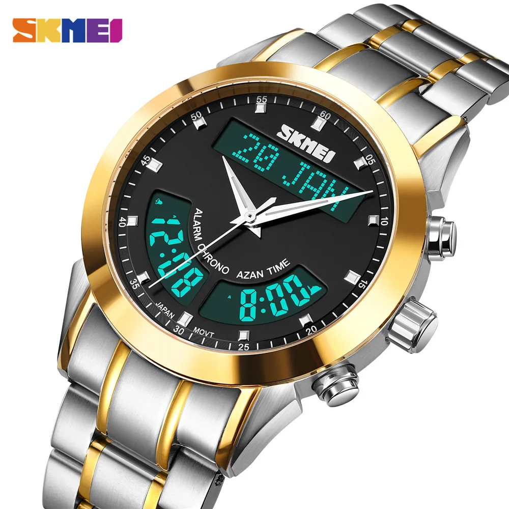 

Часы наручные SKMEI Q036 мужские, брендовые мусульманские с будильником, компасом, календарем Hijri, Al Harameen, Fajr