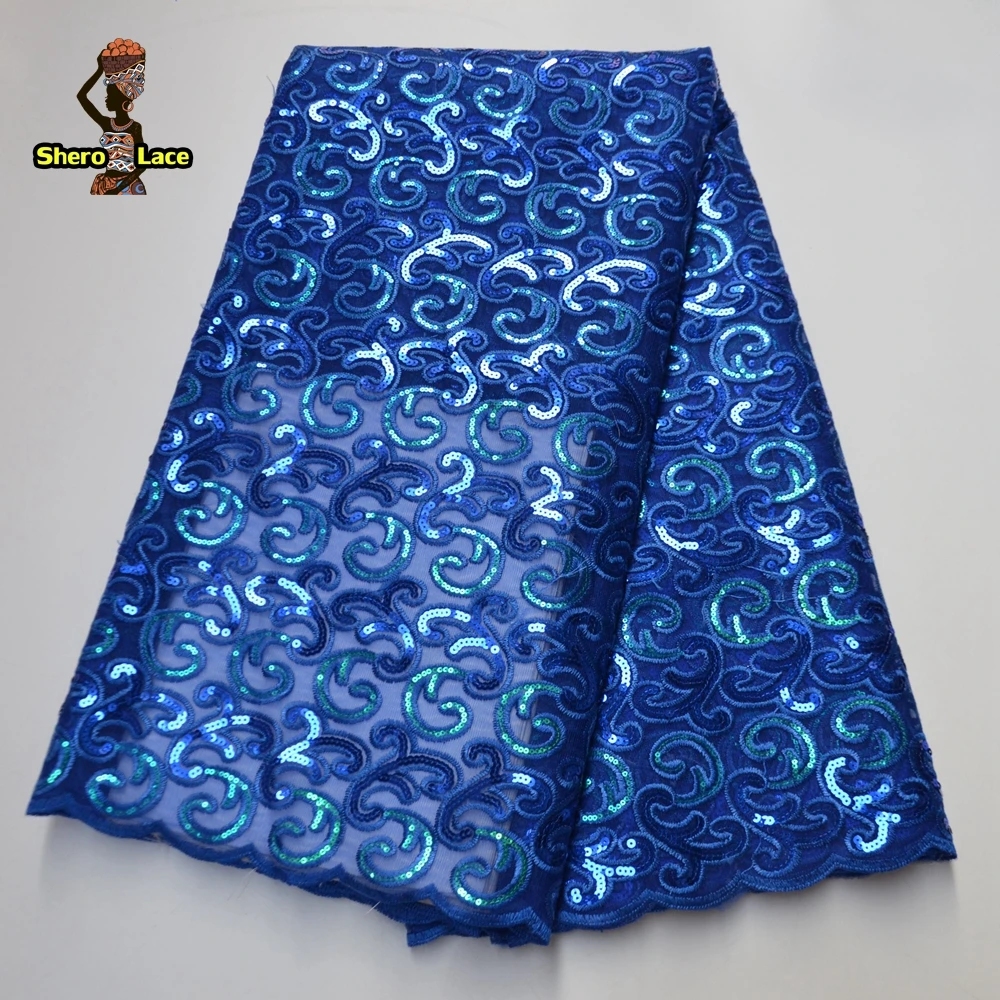 Африканская кружевная ткань из органзы Нигерия пурпурная с блестками для