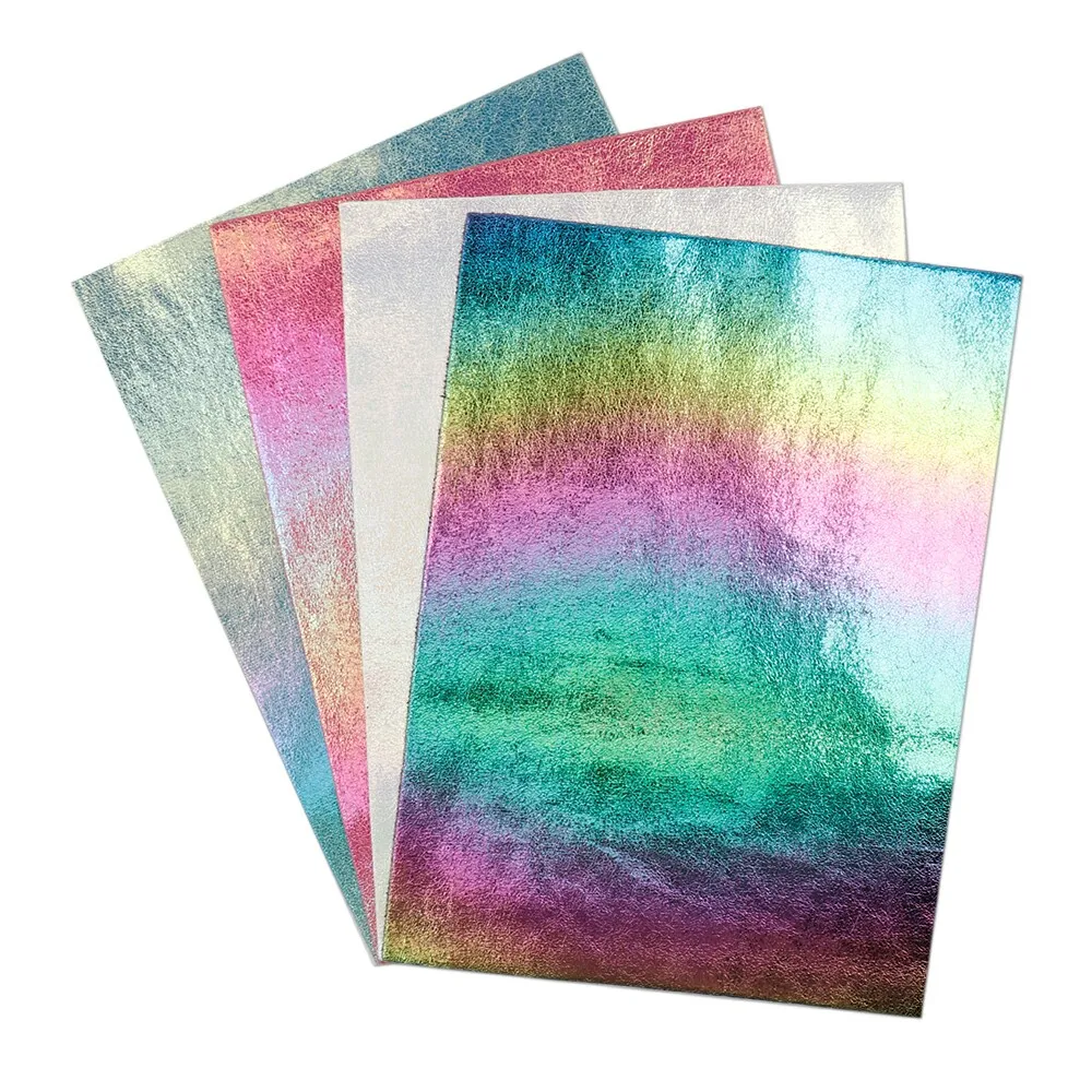 4 шт./компл. A4 лазерные кожаные листы Rainbow Burst металлическая искусственная кожа с