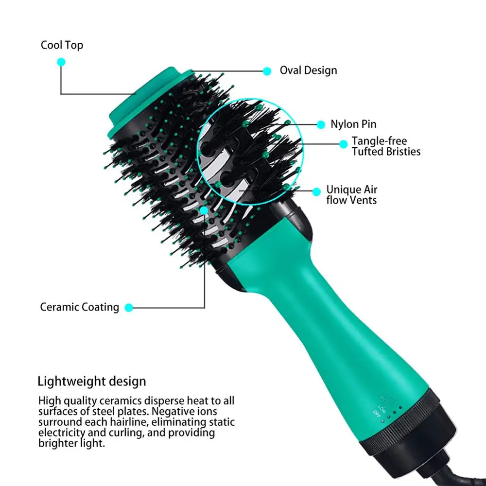 

One Step Hair Dryer Brush Volumizer Blow Straightener Hair Curler Brush Roller Electric Hot Air Curling Iron comb