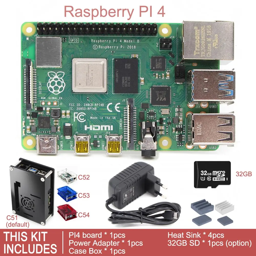 Оригинальный Raspberry Pi 4 Модель B BCM2711 новый выпуск 2019 четырехъядерный процессор 1 5
