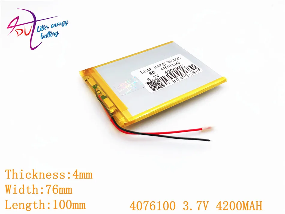 

Liter energy battery 1PCS/Lot 3.7V tablet battery 4076100 4200MAH 4075100 mobile power Tablet PC DIY