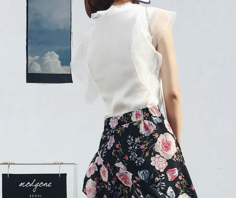 2019 новая женская шифоновая блузка рубашка сетчатая летняя без рукавов стильный