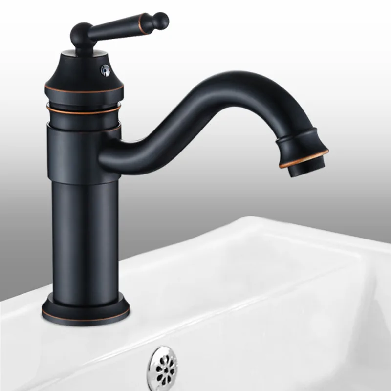 

Смеситель для ванной с масляной прорезинкой, поворотный кран для раковины в ванную комнату, одно отверстие/ручка, для горячей и холодной вод...