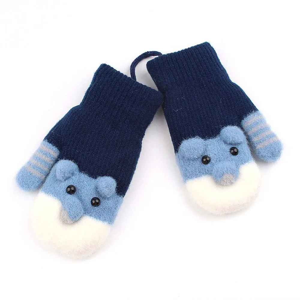 Милые перчатки с рисунком из мультфильма зимние детские вязаные акриловые