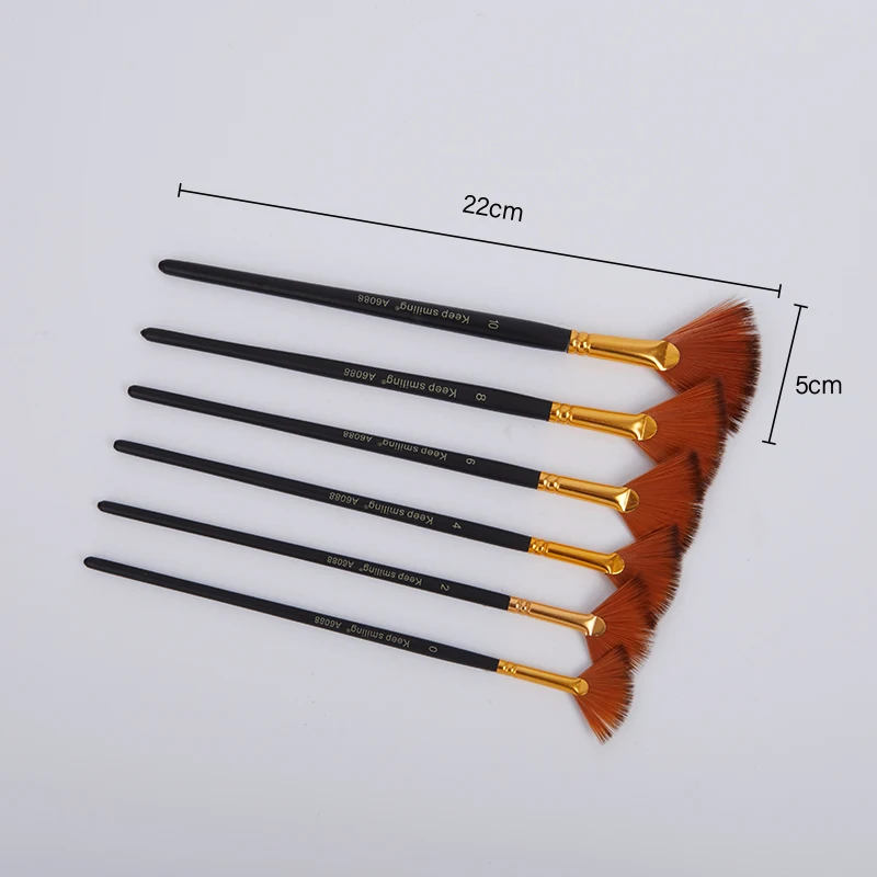 

6Pcs/Set Fan shaped Nylon Hair Gouache Acrylic Watercolor Paint Brush for School Painting Drawing Painting Brush Art Supplies