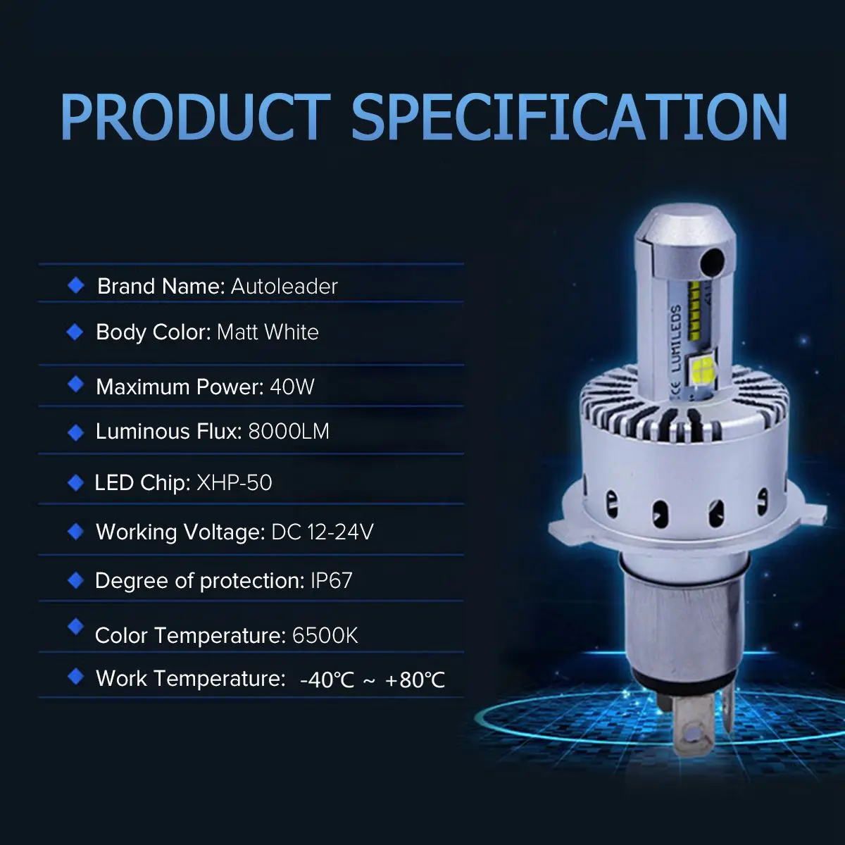 Светодиодные Автомобильные фары 40 Вт 7S H4 H7 светодиодная лампочка для автомобиля