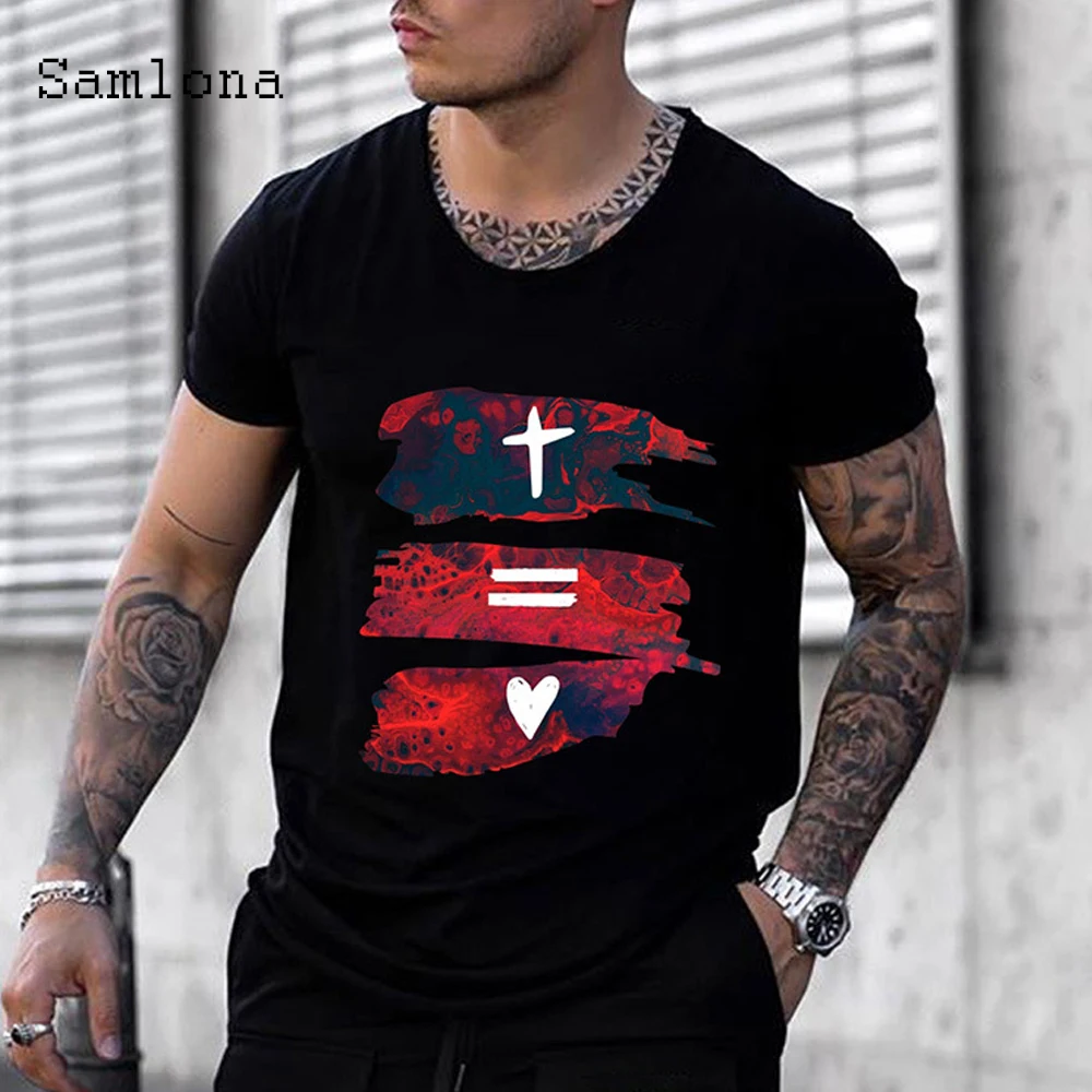 

Samlona 2021 New Fashion T-shirt Patchwork Long Sleeve 3D Print Tops Summer Casual Pullovers Sexy Mens clothing Plus Size S-3XL
