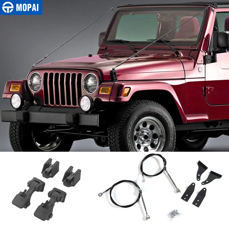 MOPAI защитные рамки для Jeep Wrangler TJ 1997-2006 фиксатор капота с препятствиями для устранения веревки конечностей подъемный комплект для Jeep аксессуары