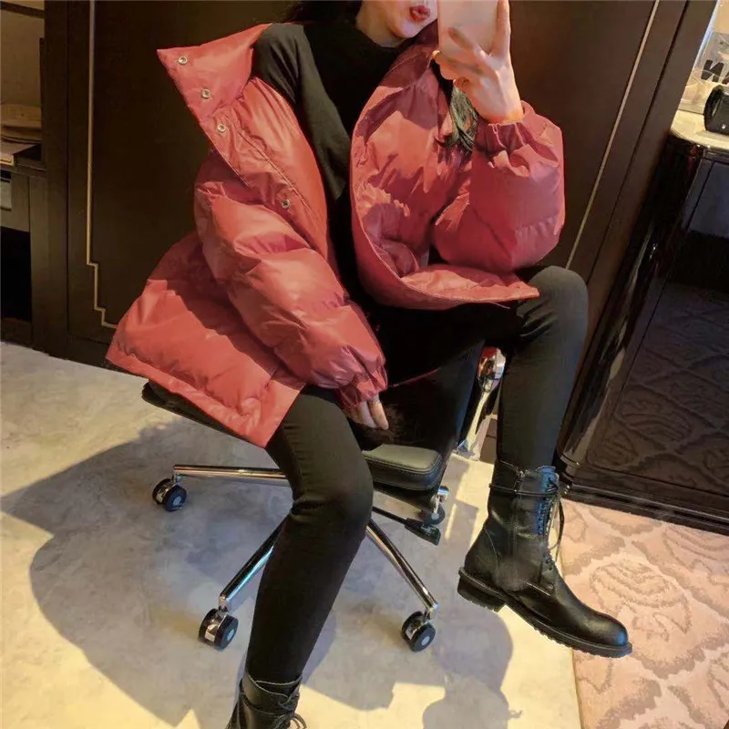 Парка женская зимняя с регулируемой талией черная оранжевая теплая свободная