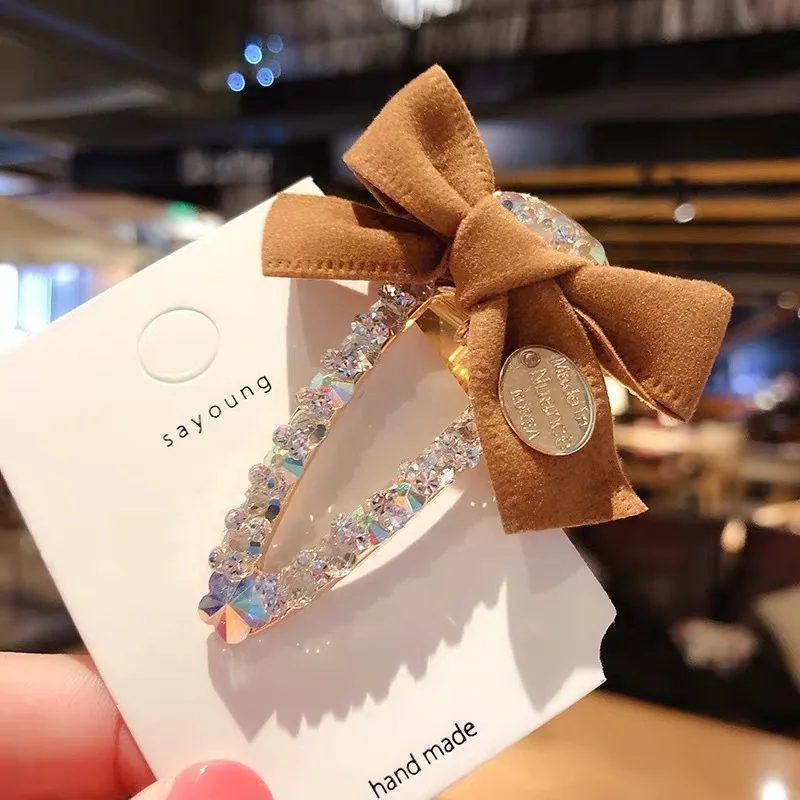 2019 элегантные металлические зажимы для волос с бантом Стразы женские заколки