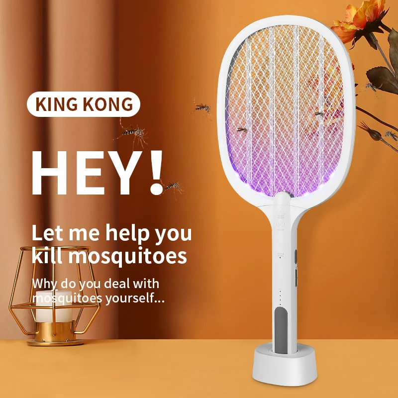 2021 Новый KINGKONG 2IN1 электрическая ракетка от москитов комаров лампа USB Москитная устройство для уничтожения интеллигентая (ый) москитный репеллент - изображение