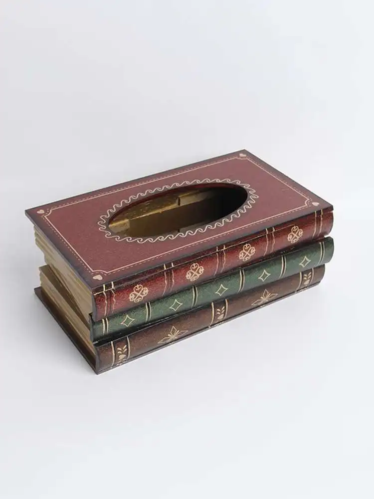 

1x Simulation Book-shaped Tissue Box Restaurant Table Decor Retro