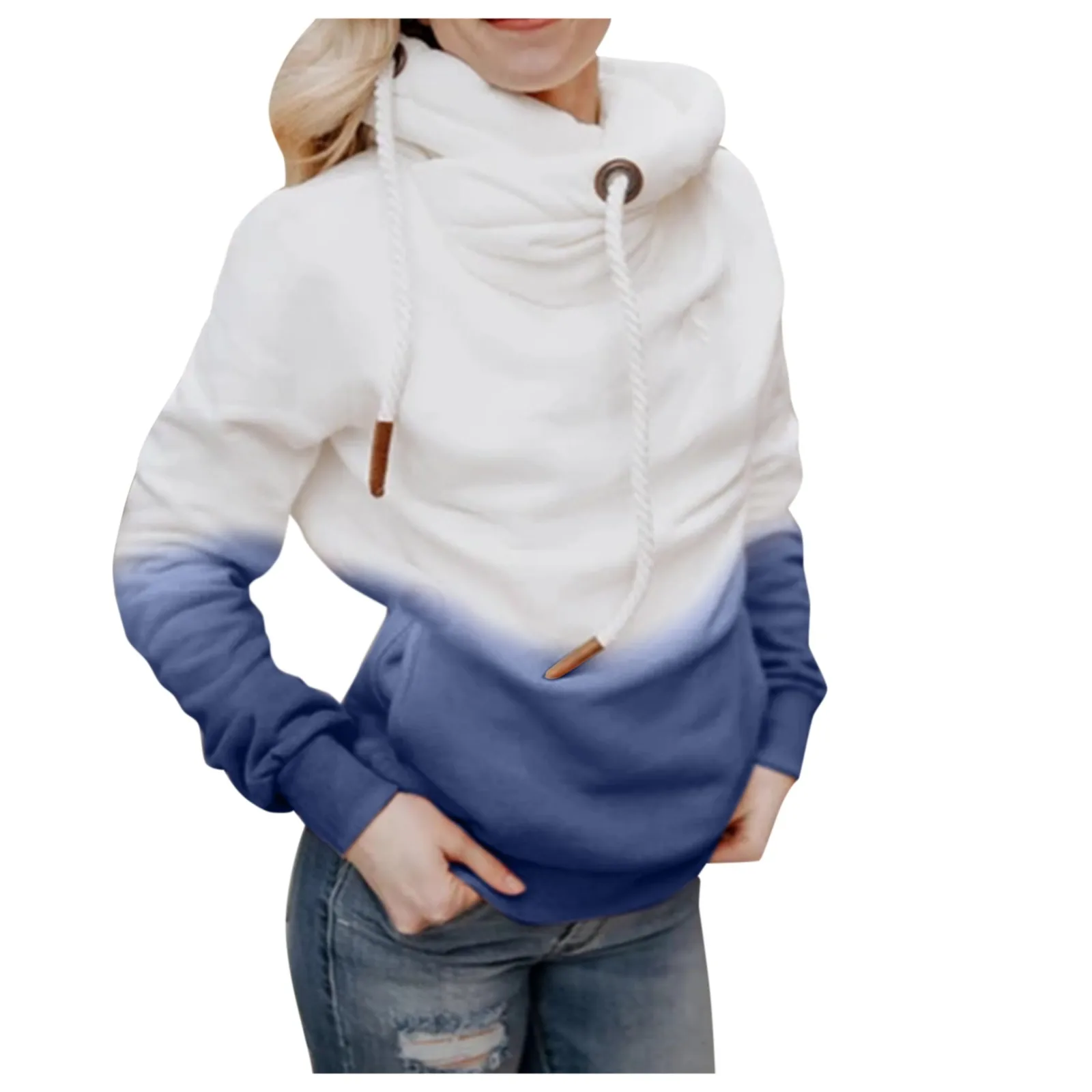 Women Autumn Winter Casual Gradient Color Hoodie Sweatshirt Pocket Pullover Tops Las Mujeres Sweetshirts Спортивный Костюм Женск