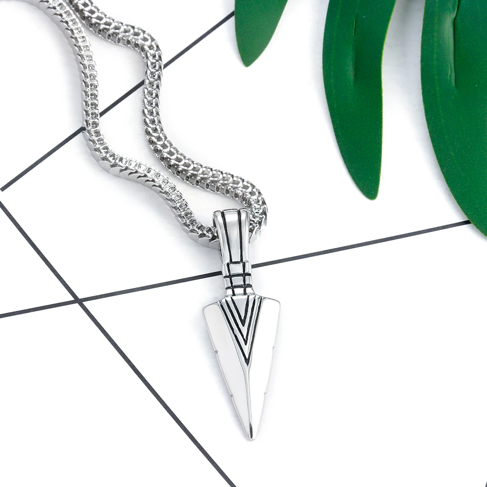 

Ethnic Arrow Pendant Necklace 5mm Wide Chain 316L Stainless Steel Handmade Special Gift For Men