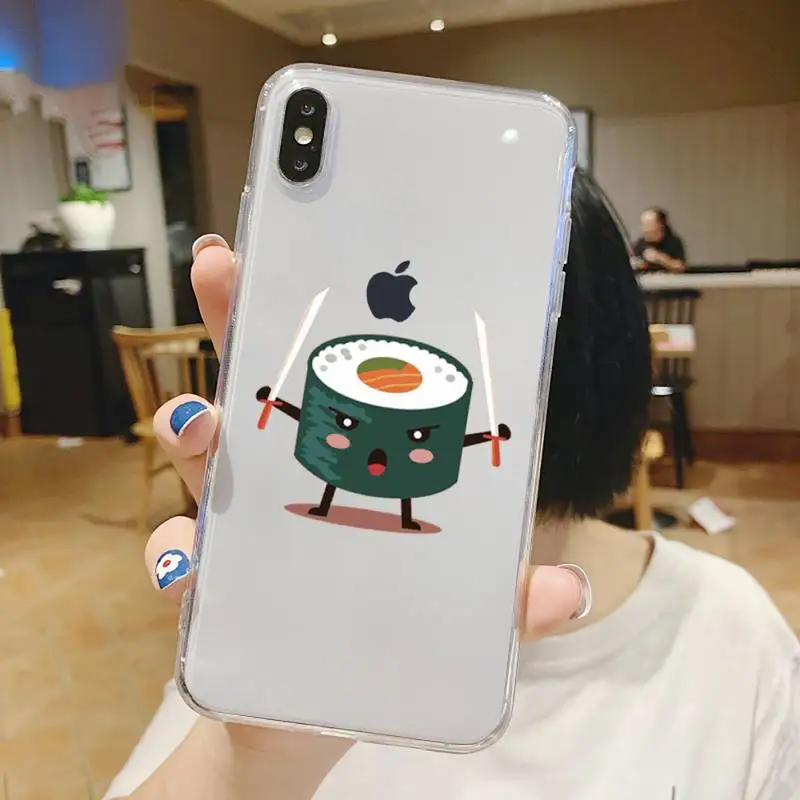 

Sushi Japanese food Phone Case Transparent for iPhone 6 7 8 11 12 s mini pro X XS XR MAX Plus