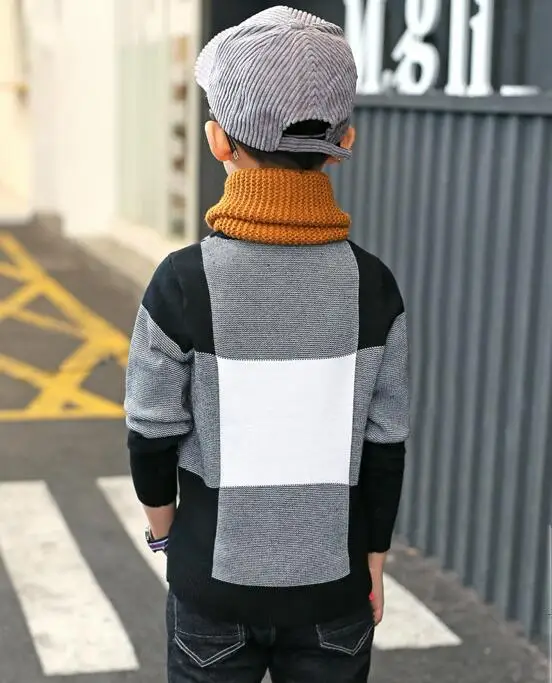 

Rlyaeiz New Spring Big Boys Sweater Autumn Teenager Plaid Sweaters For Boys Long Sleeve Kids Knitted Pullover Knitwear Age 5-15y