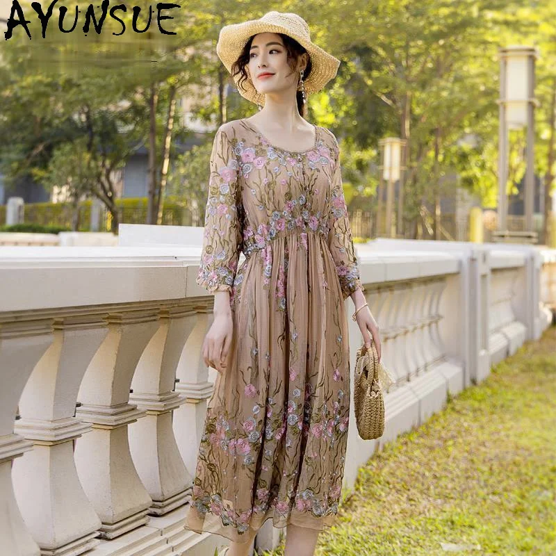 

Женское летнее шелковое платье, Элегантное повседневное платье, модель 4xl 40