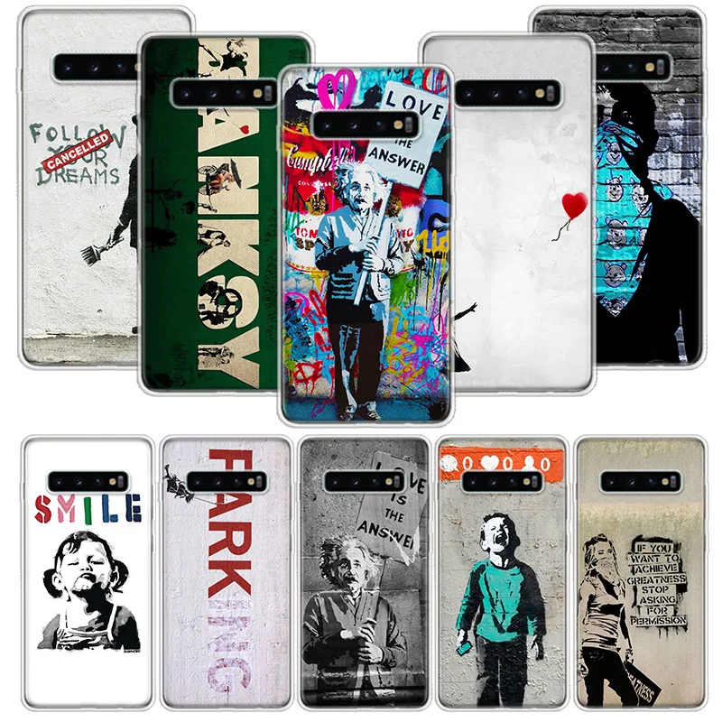 Чехол для телефона с граффити Banksys Samsung Galaxy S10 S20 S21 S9 S8 S7 Note 10 20 9 8 FE J4 J6 Ultra Plus Lite Pro +